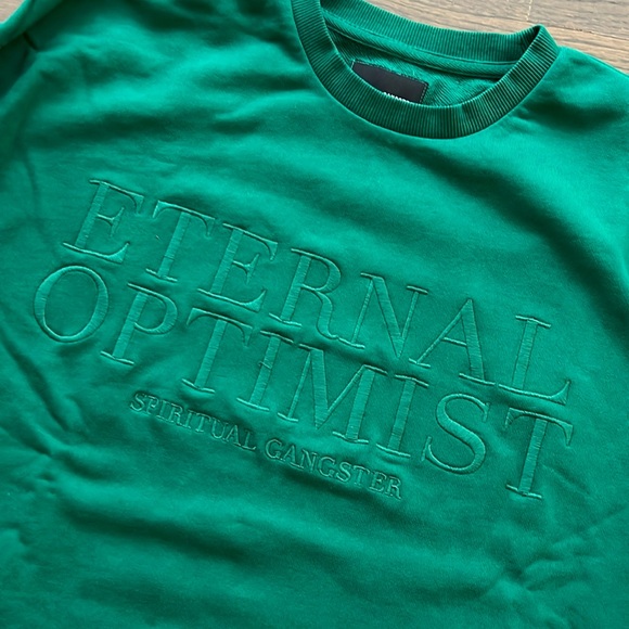 Spiritual Gangster green Eternal Optimist sweatshirt - NEW - Picture 2 of 4